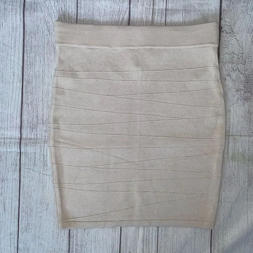 Arden B women L pull on bodycon mini skirt beige color